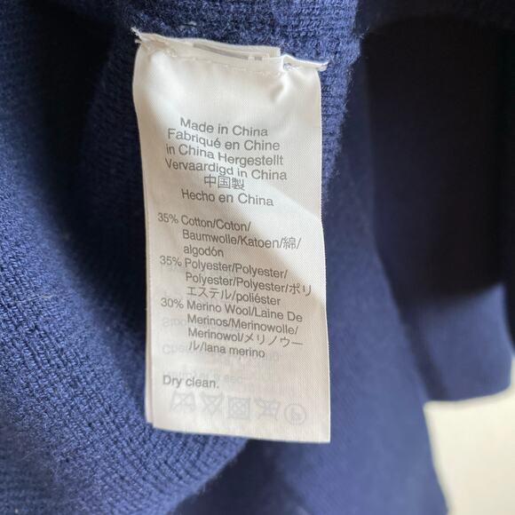 J. Crew Wrap Sweater Blazer Size XS Navy Blue Cotton Wool Belt Tie Jacket L0498 - Picture 12 of 14